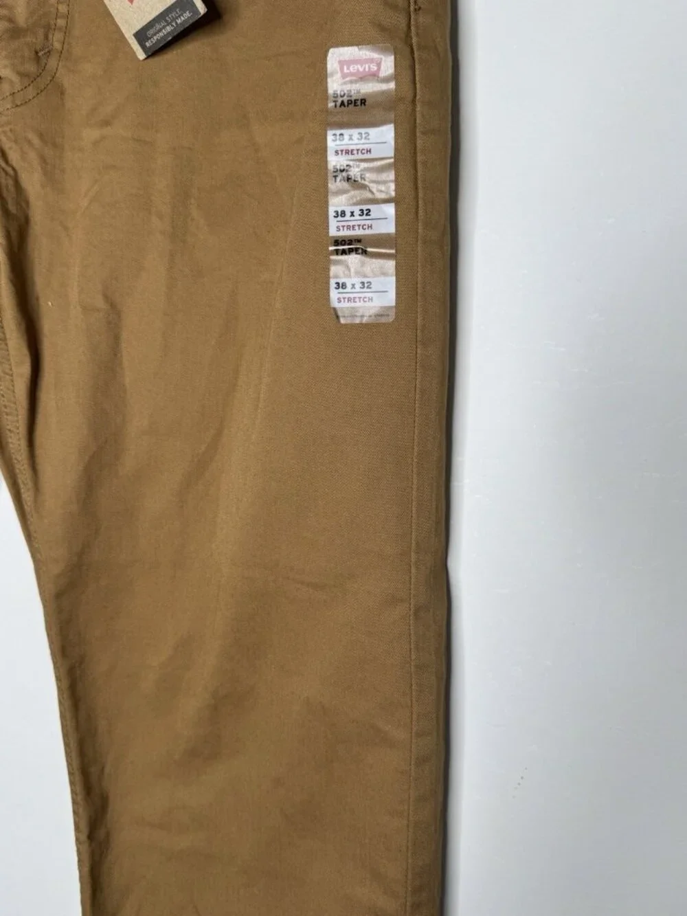 Levi’s 502 Taper 38 W 32 L Brown Jeans MRSP $69.50 Office Career Casual New NWT